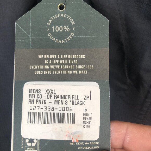 REI Co-op Rainier Full Zip Rain Pants Mens 3XL Black Waterproof Outdoor Hiking - Picture 12 of 16